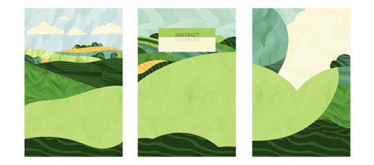 Wall Mural - organic agriculture: rice, tea, soy, wheat, vineyard. vintage texture vector illustration, abstract 