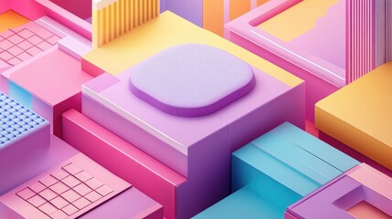 Poster - Abstract pastel geometric shapes form a colorful composition