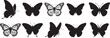 © Design Zone - Flying butterflies silhouette black vector set isolated on transparent background