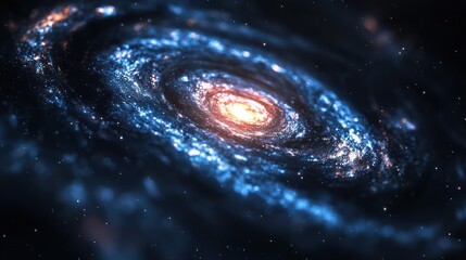 Wall Mural - A close-up of a spiral galaxy, showcasing its intricate arms and vibrant colors against a dark background