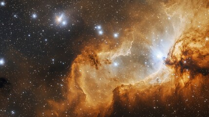 Wall Mural - A close-up of cosmic clouds illuminated by distant stars, showcasing their ethereal beauty