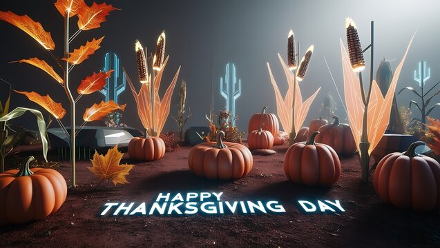 thanksgiving letter background with pumpkins and leaves