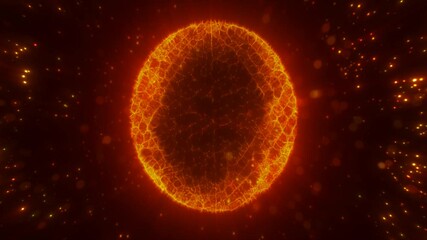Poster - A golden, swirling form of light against a dark backdrop, evoking the essence of energy and motion in an abstract digital art style sphere, video in high quality 4k, motion design