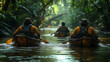 © Siasart - Canoe Adventure: Paddling Through Lush Green Jungle Waterways