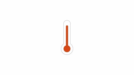 Poster - Thermometer temperature going up 2D object animation. Global warming. Heat wave cartoon 4K video, alpha channel. Environmental issues. Extreme weather. Moving up animated flat item on white background