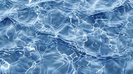 Wall Mural - Abstract pattern of light reflecting on the surface of rippling blue water.