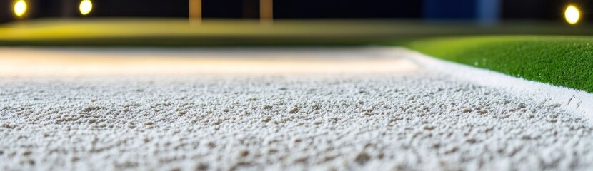 Poster - Close-up of a well-maintained sports field with artificial turf and lighting.