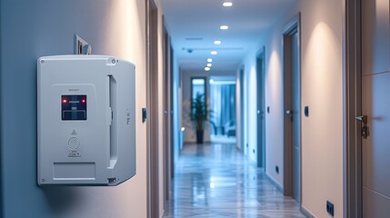 Wall Mural - An apartment entrance corridor with a circuit breaker on the corridor wall.