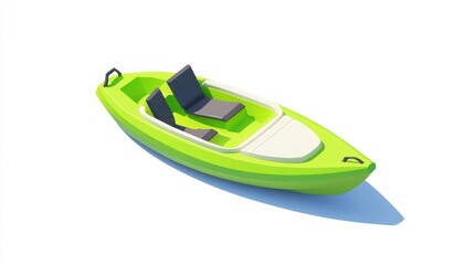 Fototapete - A bright green kayak with two seats, designed for leisure activities on water.