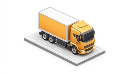 Poster - A yellow delivery truck on a road, representing transportation and logistics.