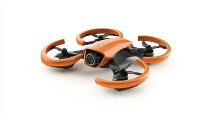 Poster - A compact orange drone designed for aerial photography and recreational use.