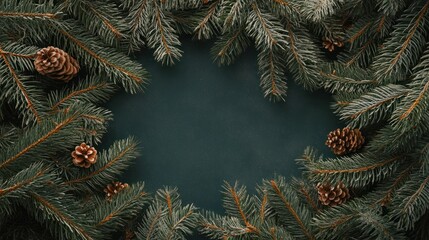 Wall Mural - christmas frame of tree branches