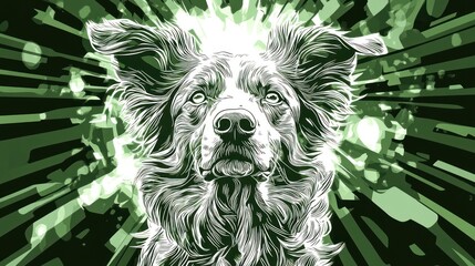 Poster - A stylized illustration of a dog with a vibrant, abstract background.
