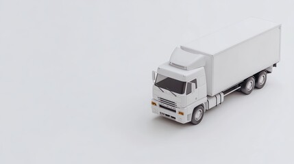 Poster - A white model truck on a light background, representing transportation and logistics.