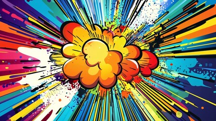 Aufkleber - Background with colorful comic pop art explosions