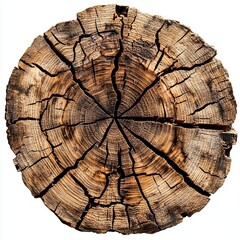 Poster - Cutout rustic wood slab in round shape with natural texture