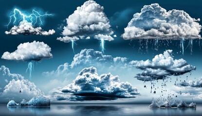 Poster - Various dark and stormy clouds, cut out