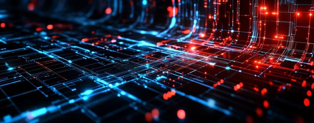 Aufkleber - A digital background is ideal for tech processes, neural networks, stock markets, data storage, multimedia presentations, scientific studies, and education.