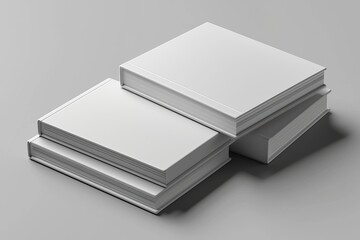 Aufkleber - A blank, photorealistic notebook mockup with a light grey background, front and back.
