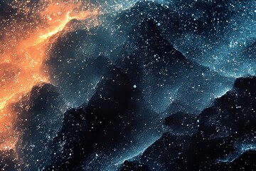 Poster - Abstract black glitter background with tiny rough grain texture.