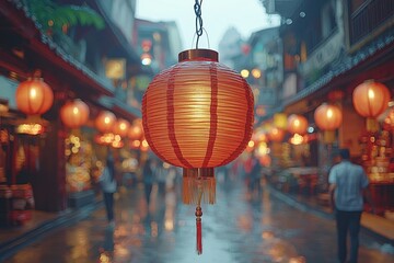 Aufkleber - During Chinese lunar new year, beautiful lanterns hang from a tree.