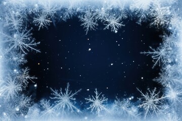 Wall Mural - Icy frost crystal border backgrounds snowflake shape.