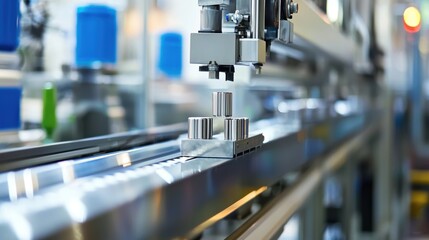 Poster - Precision Robotic Arm in Modern Manufacturing Plant Performing Assembly Operations on Metal Parts in a High-Tech Industrial Environment