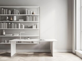 Aufkleber - An interior background with a cozy feel, a wall mockup and a 3D render