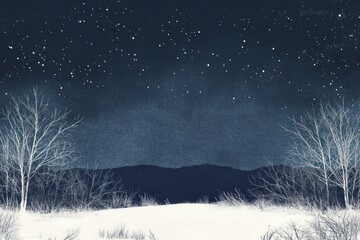 Landscape scenery winter night.