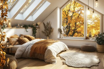 Aufkleber - Design your bedroom with Scandinavian-style, warm and cozy tones, Hygge vibes, and minimal modern decor.