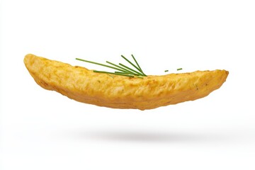 Poster - Omelet or scrambled egg with pepper and herbs on transparent  background, healthy omelette, breakfast time.