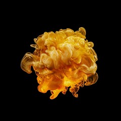 Poster - On a black background, a magical orange fire light effects and a plasma portal circle light can be seen