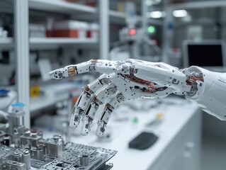 Poster - Advanced Robotic Arm Reaching Towards Electronic Components on a Laboratory Workstation in a Modern High-Tech Research Facility