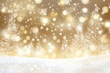 Fototapeta Góry - Snowy gold background holiday winter lights.