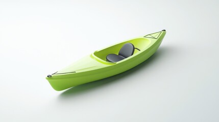 Fototapete - A bright green kayak with two seats, designed for recreational water activities.