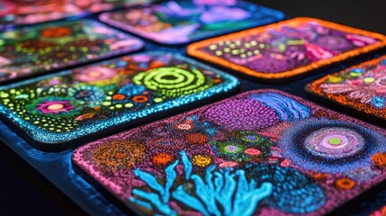 Poster - Vibrant Colorful Abstract Art Displayed On Tiles