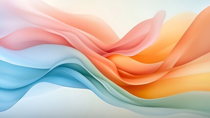 Wall Mural - Stunning abstract digital art composition featuring smooth flowing waves and curves of vibrant pastel color gradients  This visually captivating and harmonious design creates a serene