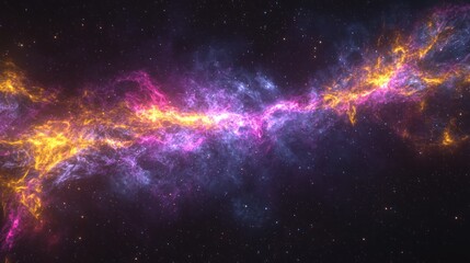 Wall Mural - A vibrant image of cosmic space featuring colorful nebulae and distant stars, ideal for sci-fi themes