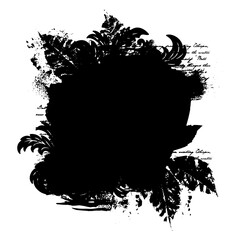 Wall Mural - Artistic black summer, autumn mask. Basis element for design on white background universal