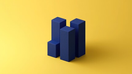 Aufkleber - A minimalist arrangement of four dark blue rectangular blocks on a yellow background.