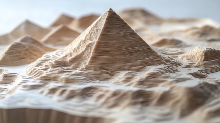 Poster - Detailed topographic model of a mountain range with a prominent peak.