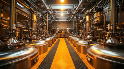 Poster - Industrial Interior of a Modern Chemical Processing Plant with High-Tech Equipment and Sleek Stainless Steel Design for Manufacturing and Production Purposes