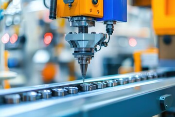 Poster - Precision Industrial Robotic Arm in Action at a Modern Manufacturing Facility, Shaping and Assembling Metal Parts on an Automated Production Line