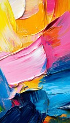 Poster - Vibrant abstract oil painting on canvas with textured brush strokes and modern artistic flair