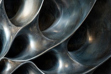 Aufkleber - Abstract Surface of Metallic Waves and Curves Captured in Intricate Detail Highlighting the Play of Light and Shadow for Artistic or Modern Design Concepts