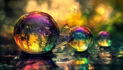 Poster - Vibrant rainbow spheres manifesting in various sizes, creating a colorful spectacle everywhere