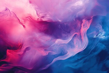 Aufkleber - Abstract artwork featuring vibrant hot pink and blue waves in a fantasy concept illustration
