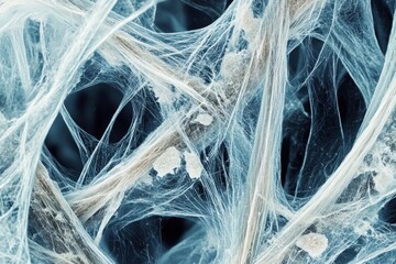 Poster - Close-up View of Abstract Fibrous Texture Displaying Intricate Web Patterns and Organic Structures in a Beautifully Detailed Micro Environment
