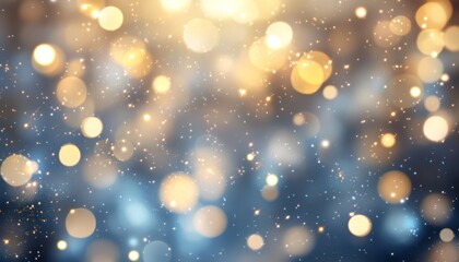 Poster - Dreamy abstract background with bokeh lights and glittering particles in blue and silver hues