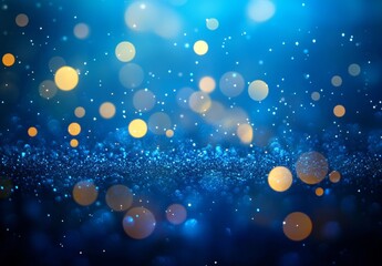 Poster - Stunning abstract background featuring bokeh lights and sparkling glitter in blue, white, and silver